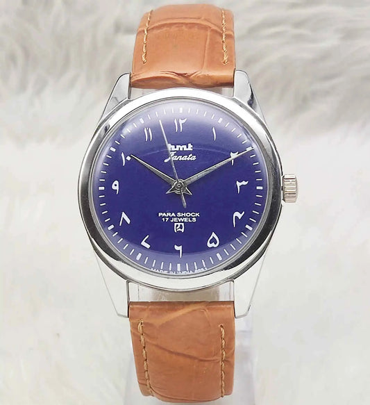 HMT Janata Watch - Handwinding Navy Blue Dial 17 Jewels Timepiece