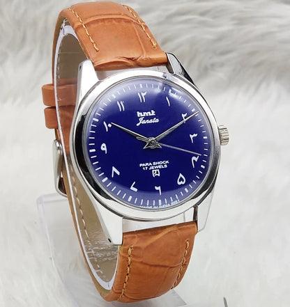 HMT Janata Watch - Handwinding Navy Blue Dial 17 Jewels Timepiece