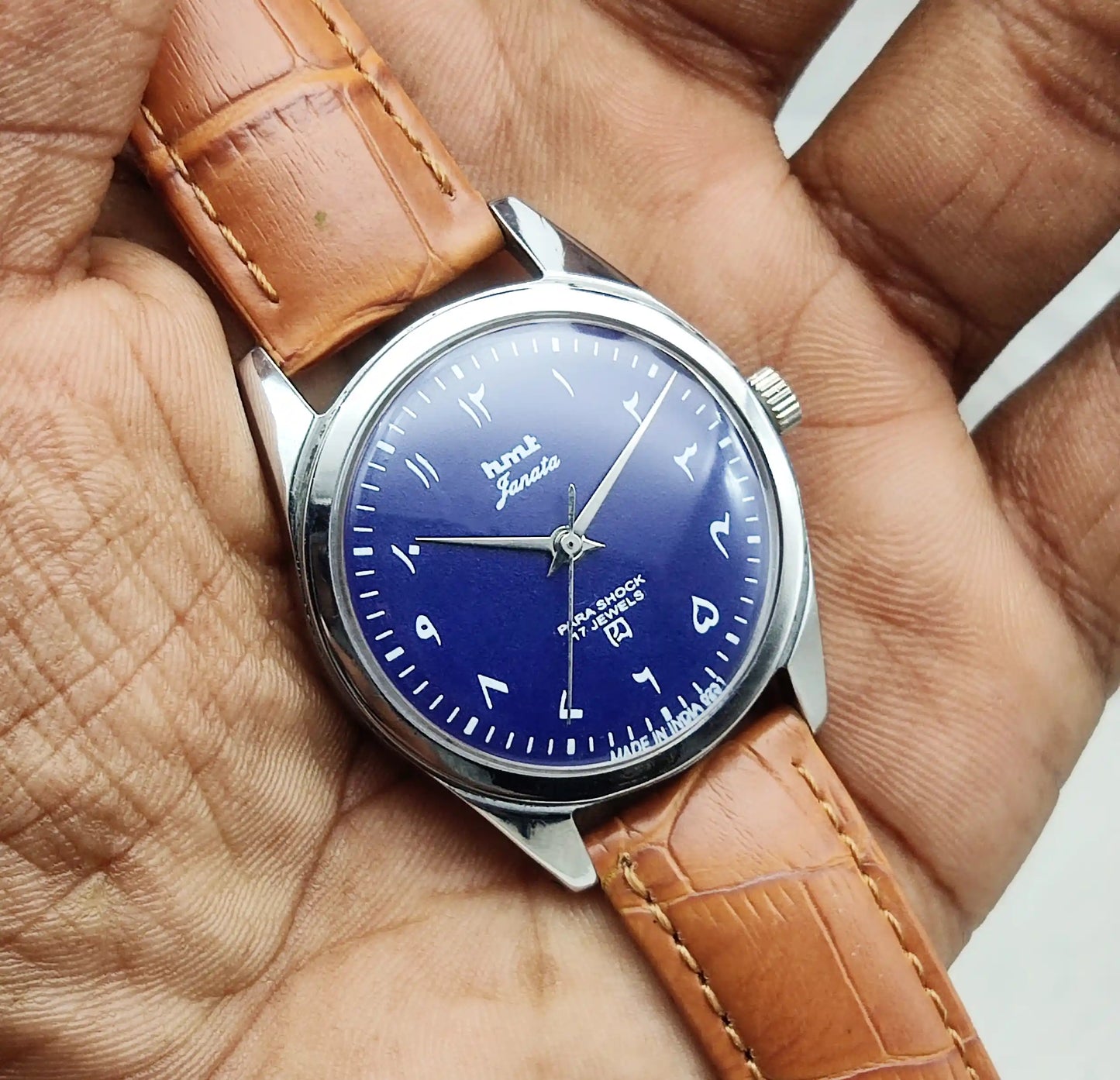HMT Janata Watch - Handwinding Navy Blue Dial 17 Jewels Timepiece