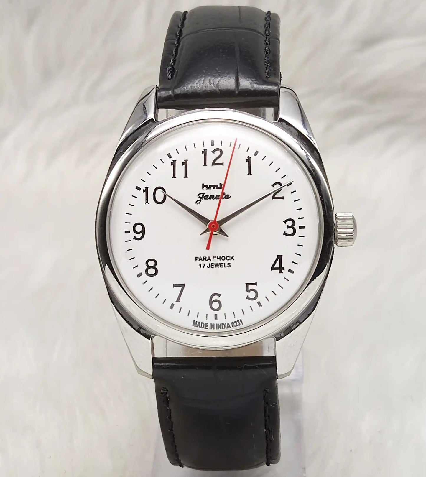 HMT Janata Handwinding Watch - White Dial, 17 Jewels, Para Shock Features