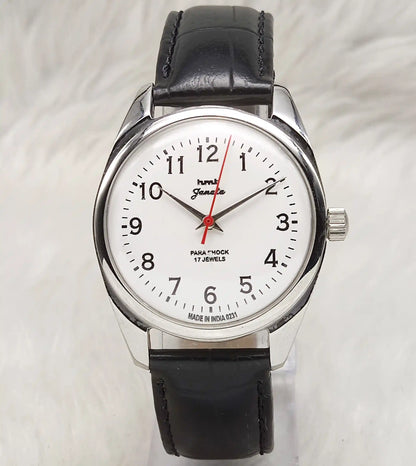 HMT Janata Handwinding Watch - White Dial, 17 Jewels, Para Shock Features