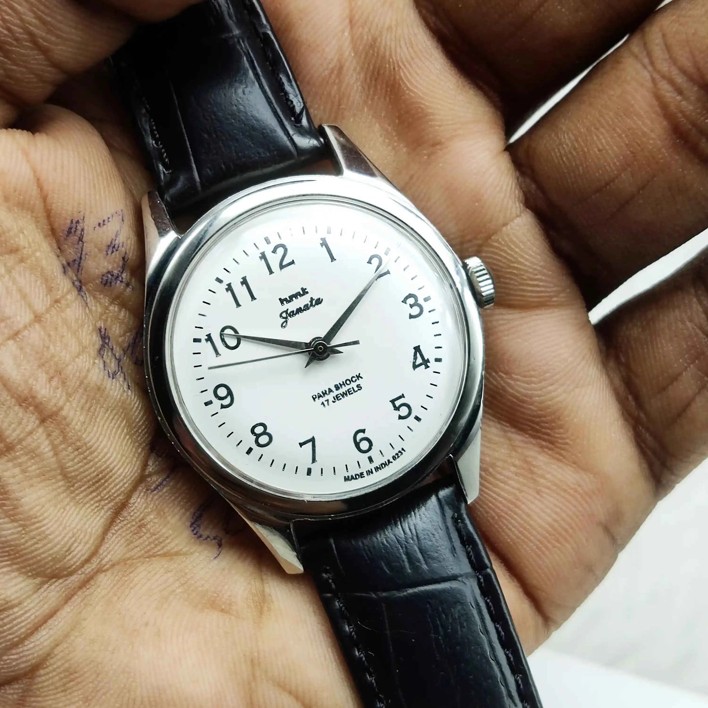 HMT Janata Handwinding Watch - White Dial,17 Jewels, Para Shock