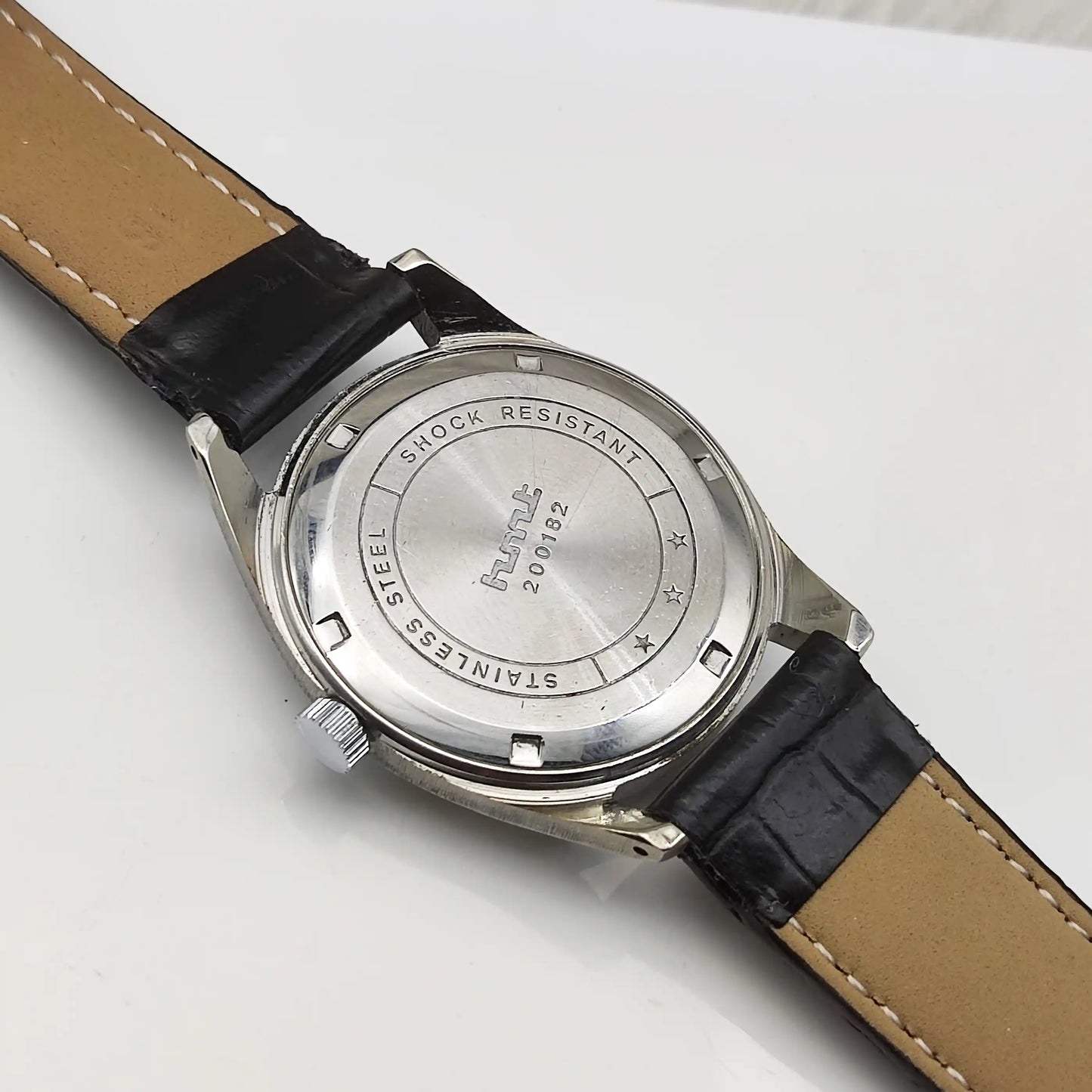 HMT Janata 17 Jewels Handwinding Watch Devanagari Font Green Dial