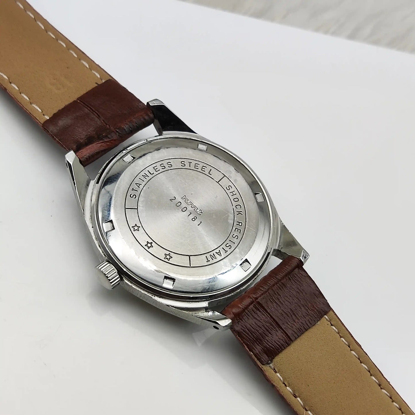 HMT Janata 17 Jewels Handwinding Watch Devanagari Font Green Dial
