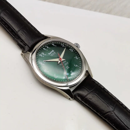 HMT Janata 17 Jewels Handwinding Watch Devanagari Font Green Dial