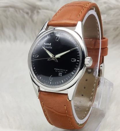 HMT Janata Handwinding Watch with Black Dial and English Indices - 17 Jewels