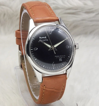 HMT Janata Handwinding Watch with Black Dial and English Indices - 17 Jewels