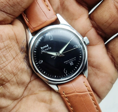HMT Janata Handwinding Watch with Black Dial and English Indices - 17 Jewels