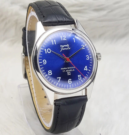 HMT Janata Handwinding Watch with Bluish Dial and English Indices - 17 Jewels