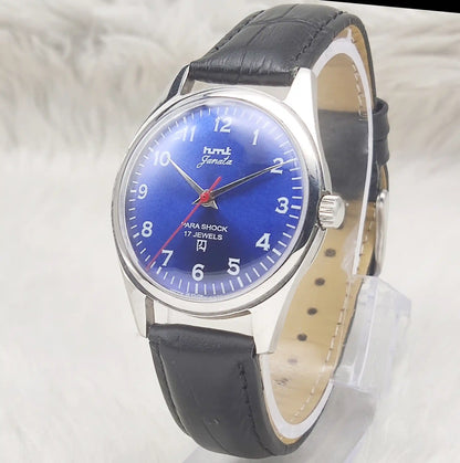 HMT Janata Handwinding Watch with Bluish Dial and English Indices - 17 Jewels