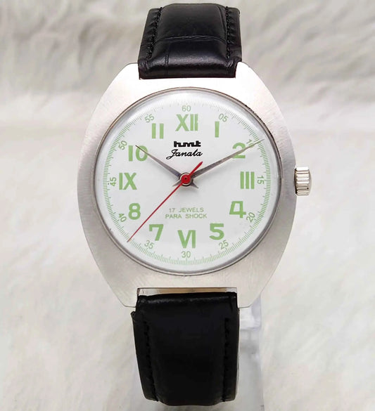 HMT Janata Handwinding White English Numerals Dial Watch 17 Jewels