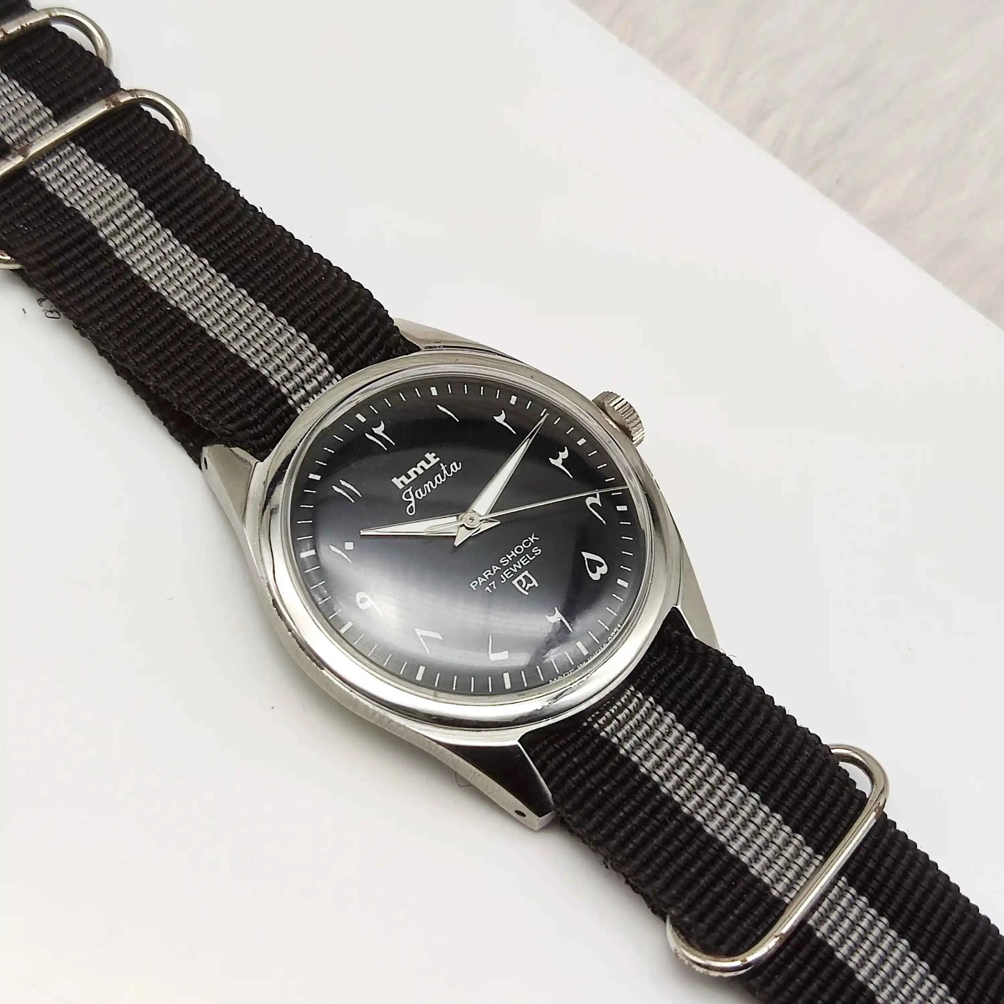 HMT Janata Mechanical Handwinding Black Arabic Numerals Indices Dial 17 Jewels Watch