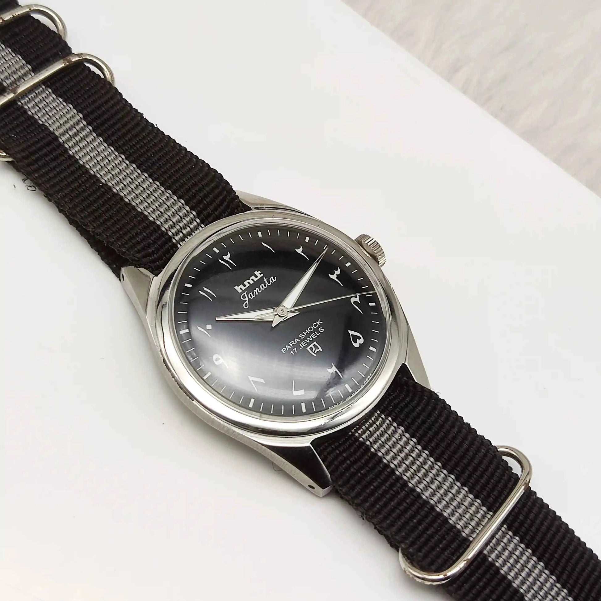 HMT Janata Mechanical Handwinding Black Arabic Numerals Indices Dial 17 Jewels Watch