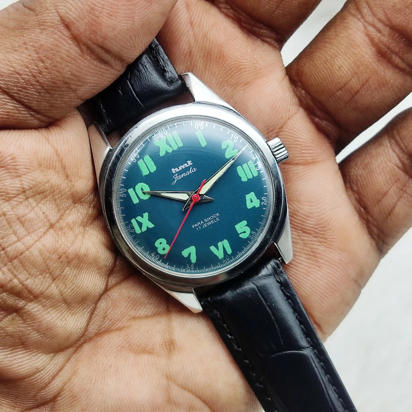 HMT Janata Mechanical Handwinding Watch: Greenish Dial