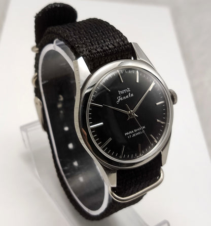 HMT Janata Men's Watch Black Dial Stick Indices 17 Jewels Handwinding