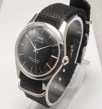 HMT Janata Men's Watch Black Dial Stick Indices 17 Jewels Handwinding