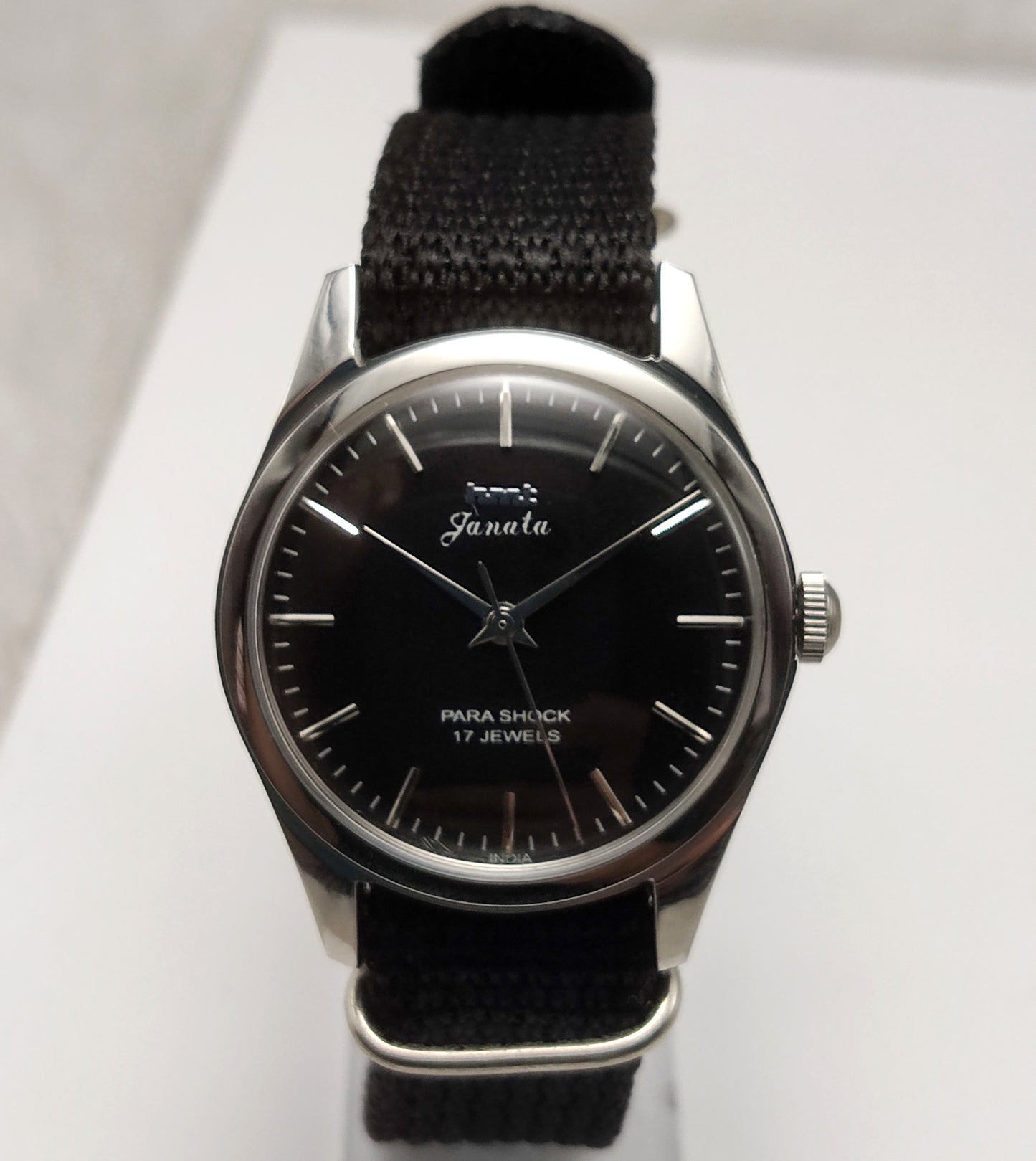 HMT Janata Men's Watch Black Dial Stick Indices 17 Jewels Handwinding