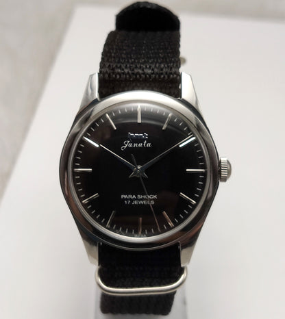 HMT Janata Men's Watch Black Dial Stick Indices 17 Jewels Handwinding