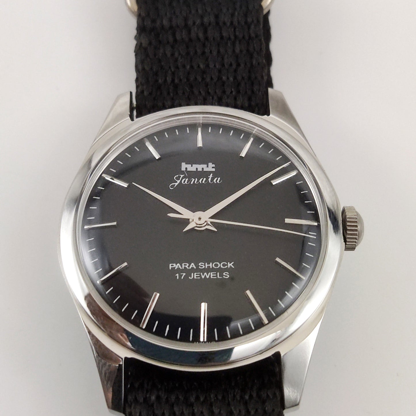 HMT Janata Men's Watch Black Dial Stick Indices 17 Jewels Handwinding
