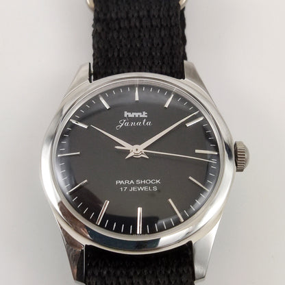 HMT Janata Men's Watch Black Dial Stick Indices 17 Jewels Handwinding