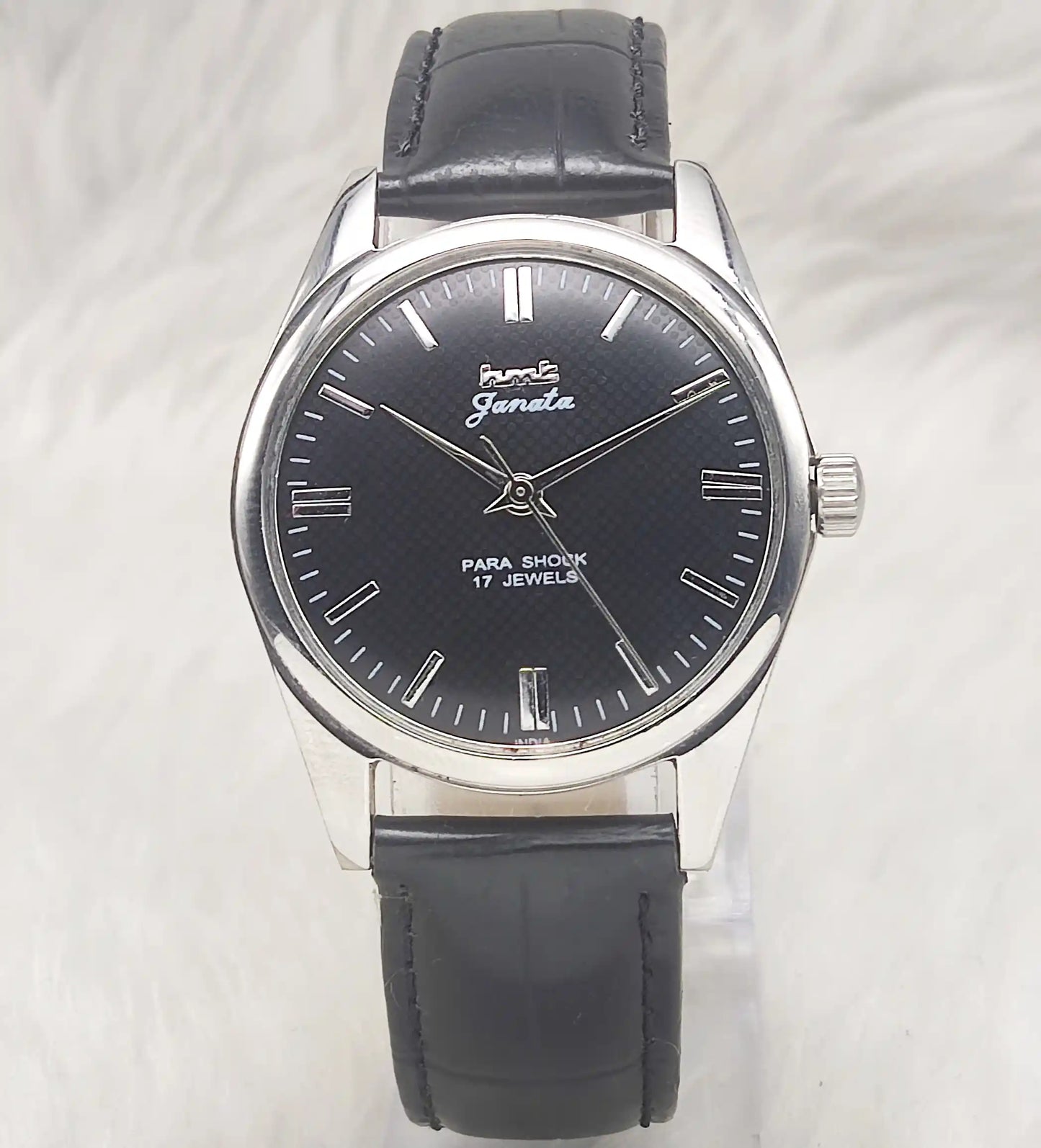 HMT Janata Dotted Black Dial Stick indices 17 Jewels Handwinding Men's Watch
