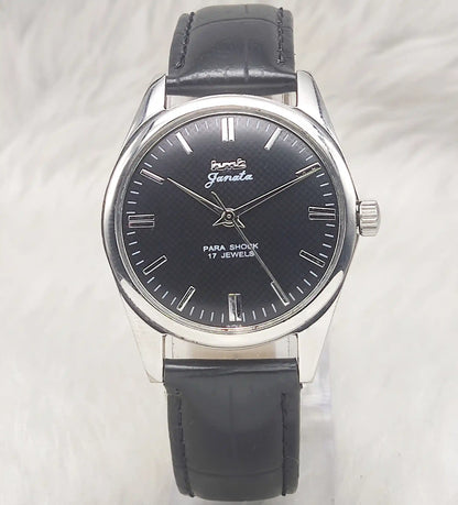 HMT Janata Dotted Black Dial Stick indices 17 Jewels Handwinding Men's Watch
