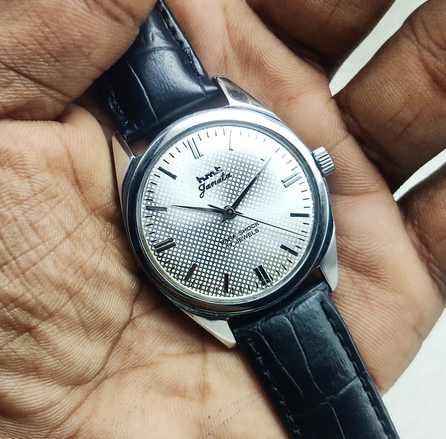 HMT Janata Dotted Silver Dial Stick indices 17 Jewels Handwinding Men's Watch