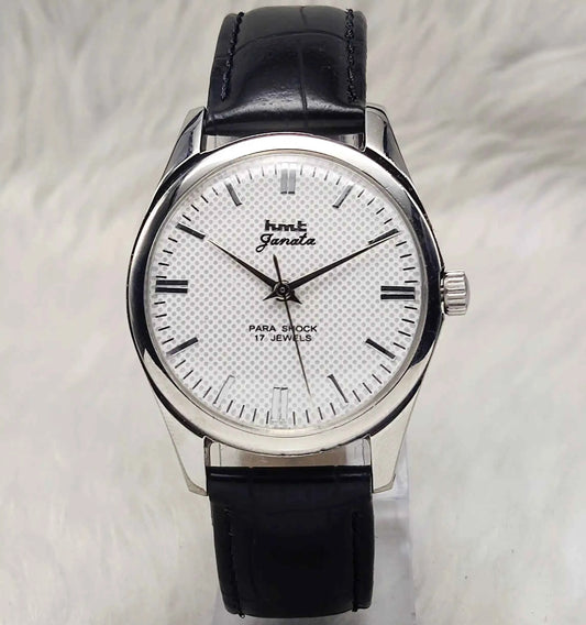 HMT Janata Dotted Off White Dial Stick indices 17 Jewels Handwinding Men's Watch