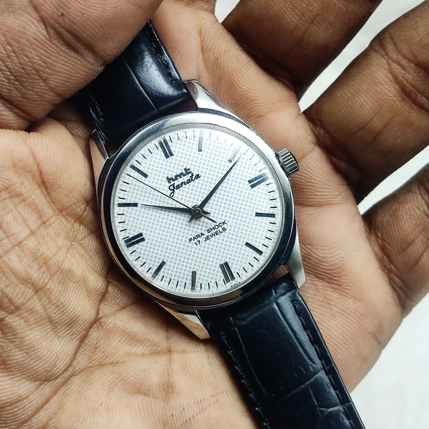 HMT Janata Dotted Off White Dial Stick indices 17 Jewels Handwinding Men's Watch