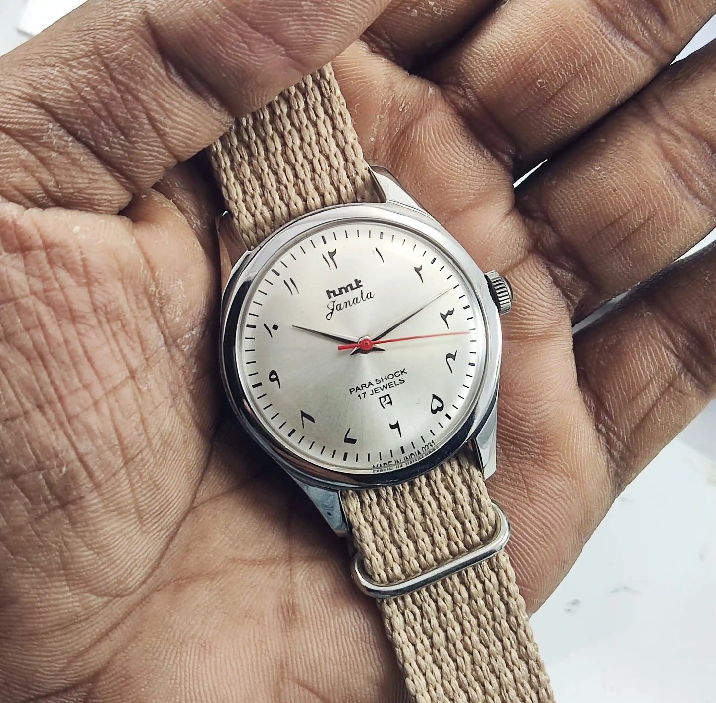 HMT Janata Para Shock 17 Jewels Arabic/Urdu Gray Dial Handwinding