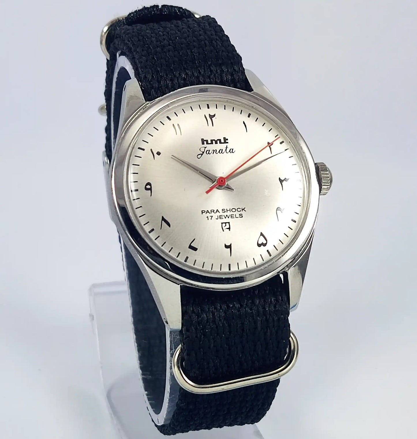 HMT Janata Para Shock 17 Jewels Arabic/Urdu Gray Dial Mechanical Handwinding Watch 0231