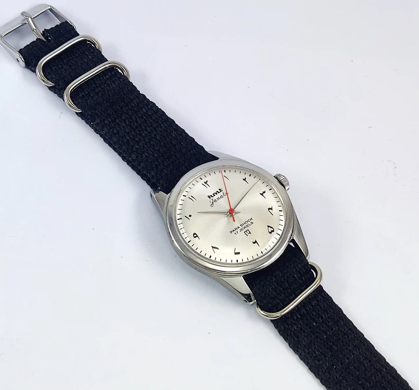 HMT Janata Para Shock 17 Jewels Arabic/Urdu Gray Dial Mechanical Handwinding Watch 0231