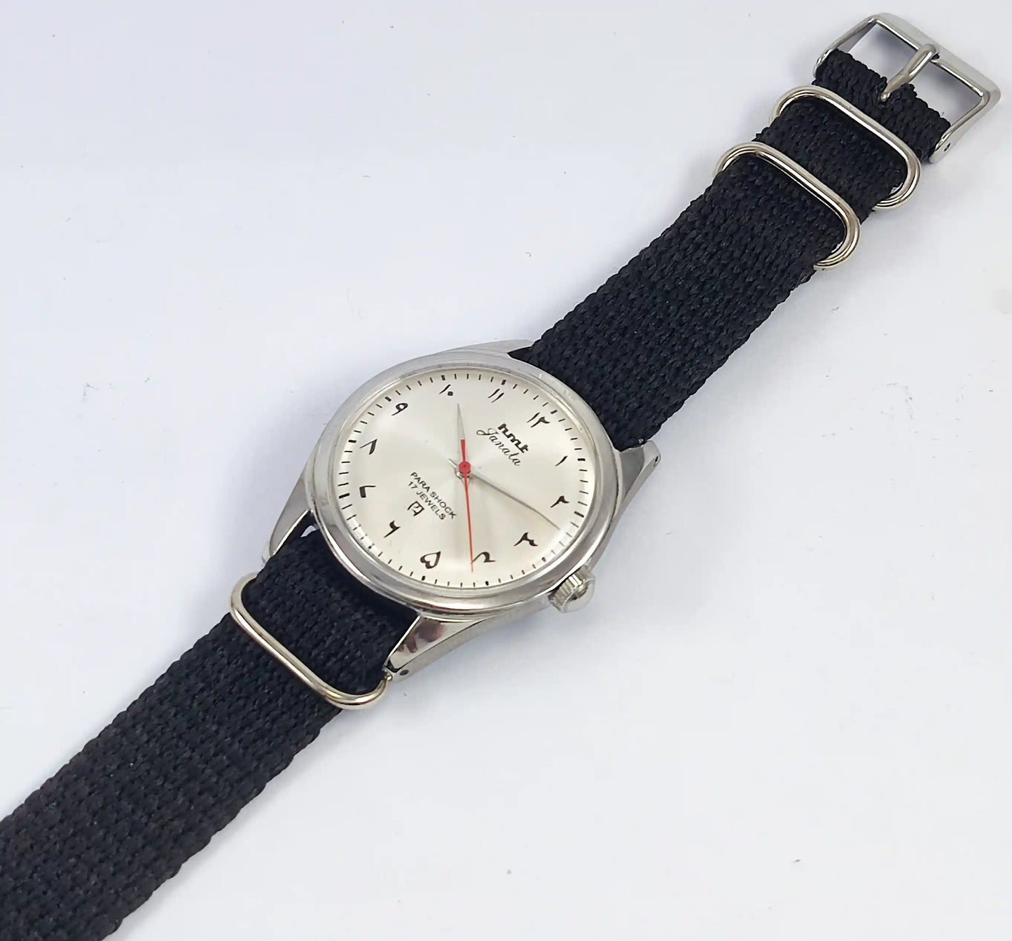 HMT Janata Para Shock 17 Jewels Arabic/Urdu Gray Dial Mechanical Handwinding Watch 0231