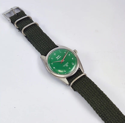 HMT Janata Para Shock 17 Jewels Arabic/Urdu Green Dial Mechanical Handwinding Watch 0231