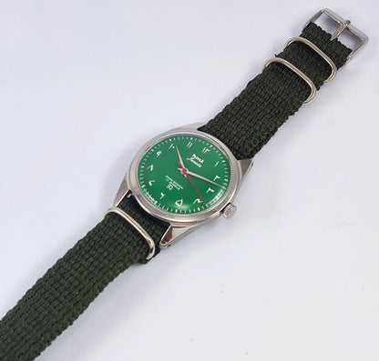 HMT Janata Para Shock 17 Jewels Arabic/Urdu Green Dial Mechanical Handwinding Watch 0231