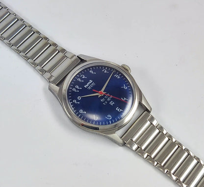 HMT Janata Para Shock 17 Jewels Blue Dial Handwinding Transparent Back 0231 Discover-Diamonds