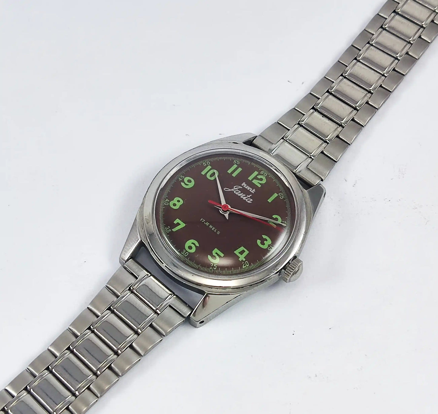 HMT Janata Para Shock 17 Jewels Brown Dial Transparent Back 0231 Discover-Diamonds