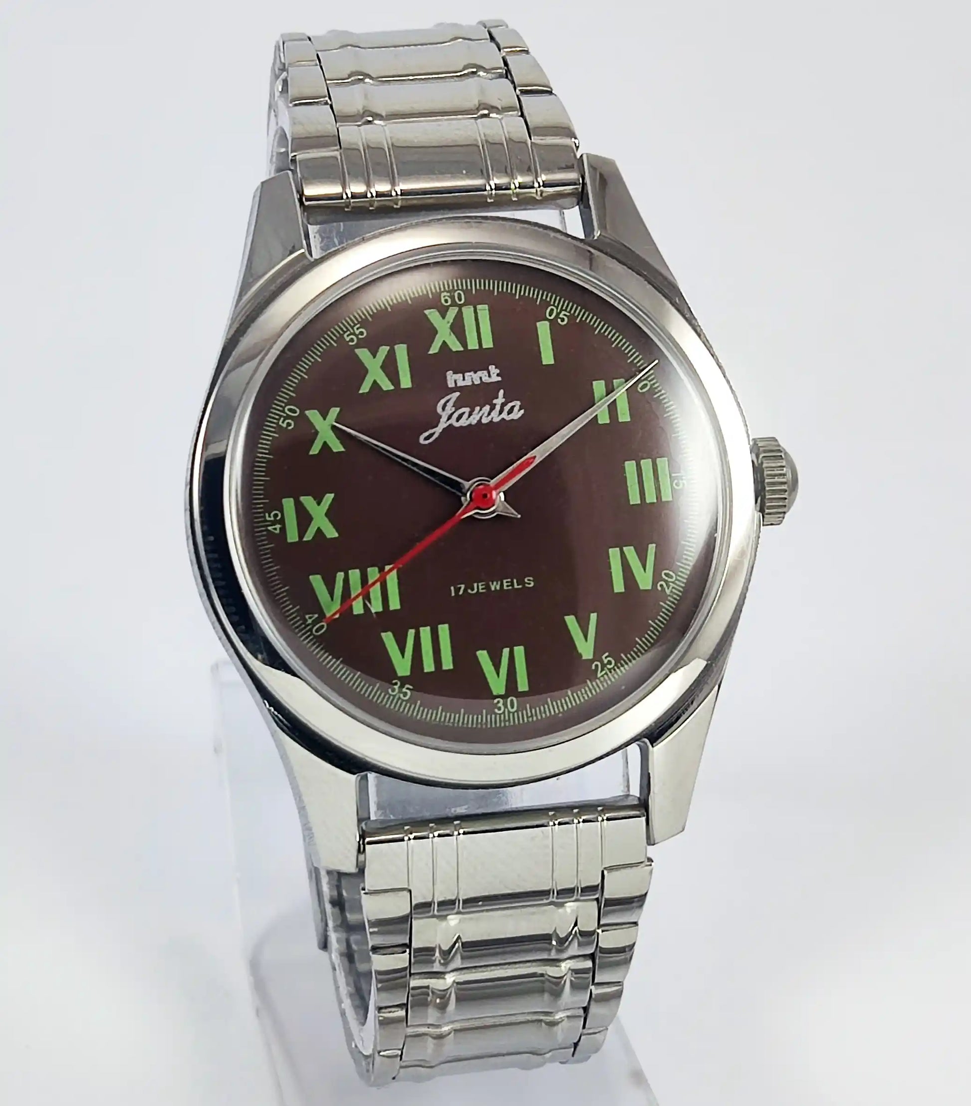 HMT Janata Para Shock 17 Jewels Brown Dial Transparent Back 0231 Discover-Diamonds