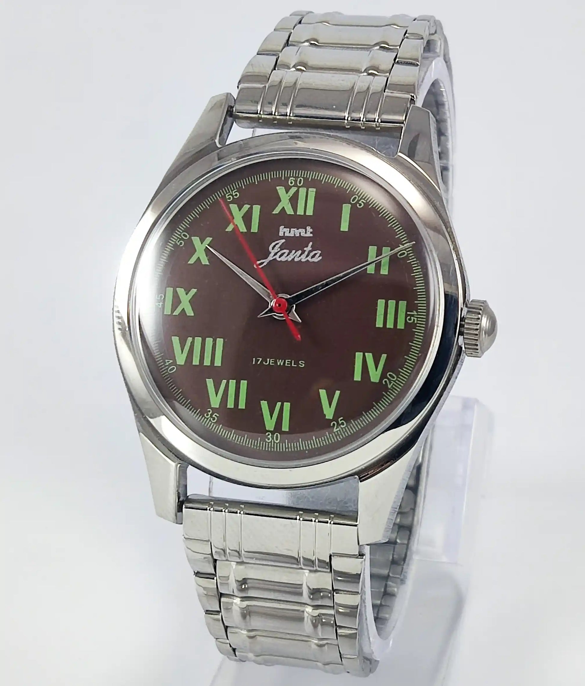 HMT Janata Para Shock 17 Jewels Brown Dial Transparent Back 0231 Discover-Diamonds