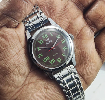 HMT Janata Para Shock 17 Jewels Brown Dial Transparent Back 0231 Discover-Diamonds