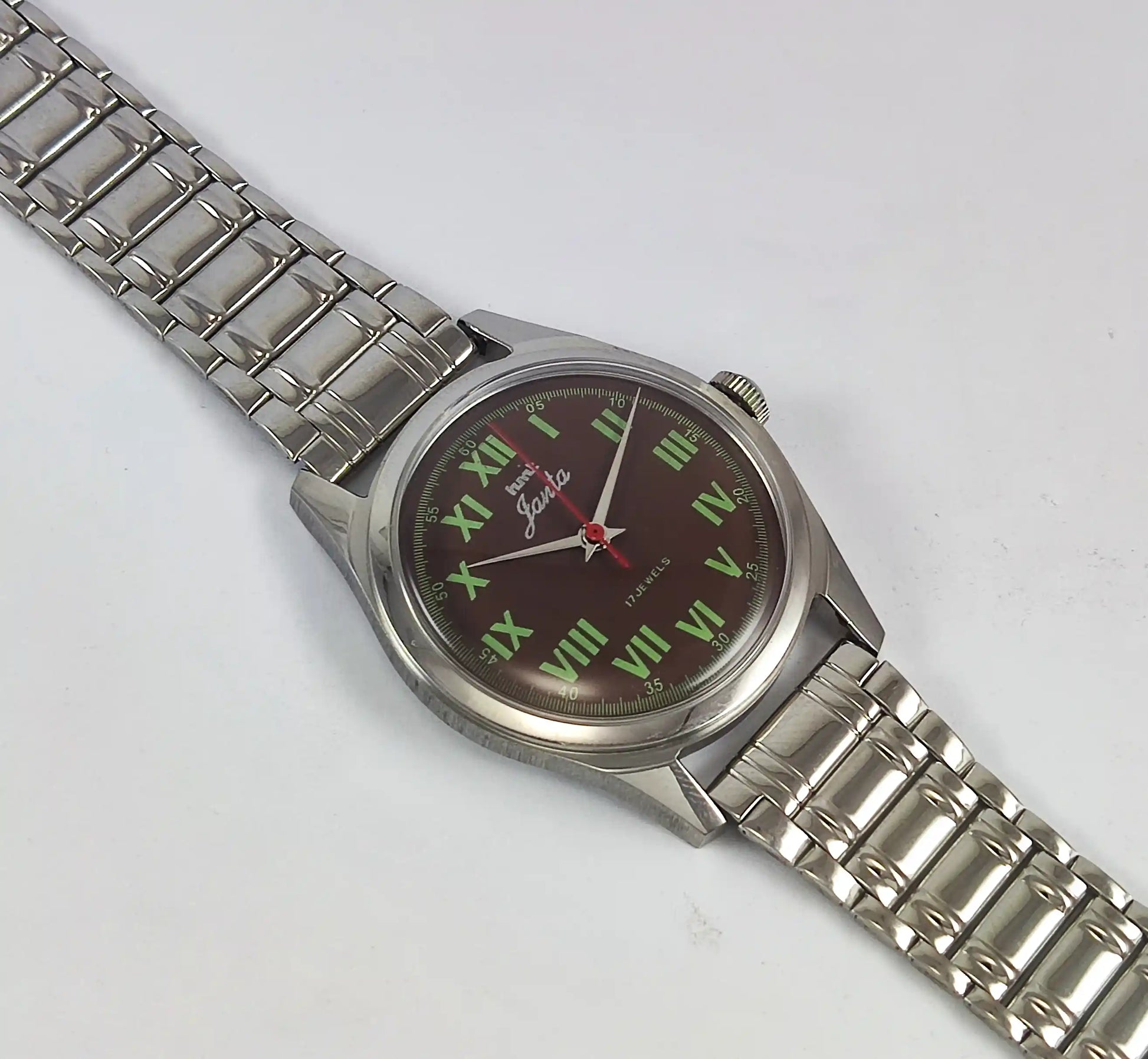 HMT Janata Para Shock 17 Jewels Brown Dial Transparent Back 0231 Discover-Diamonds