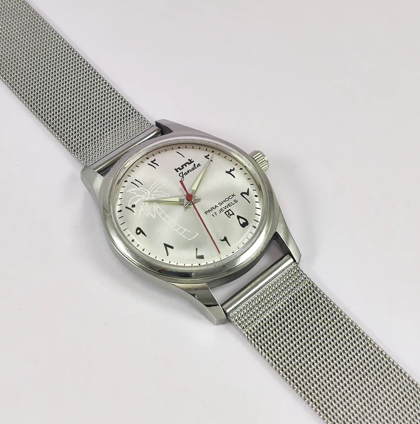 HMT Janata Para Shock 17 Jewels Silver Arabic Dial Handwinding Watch Discover-Diamonds