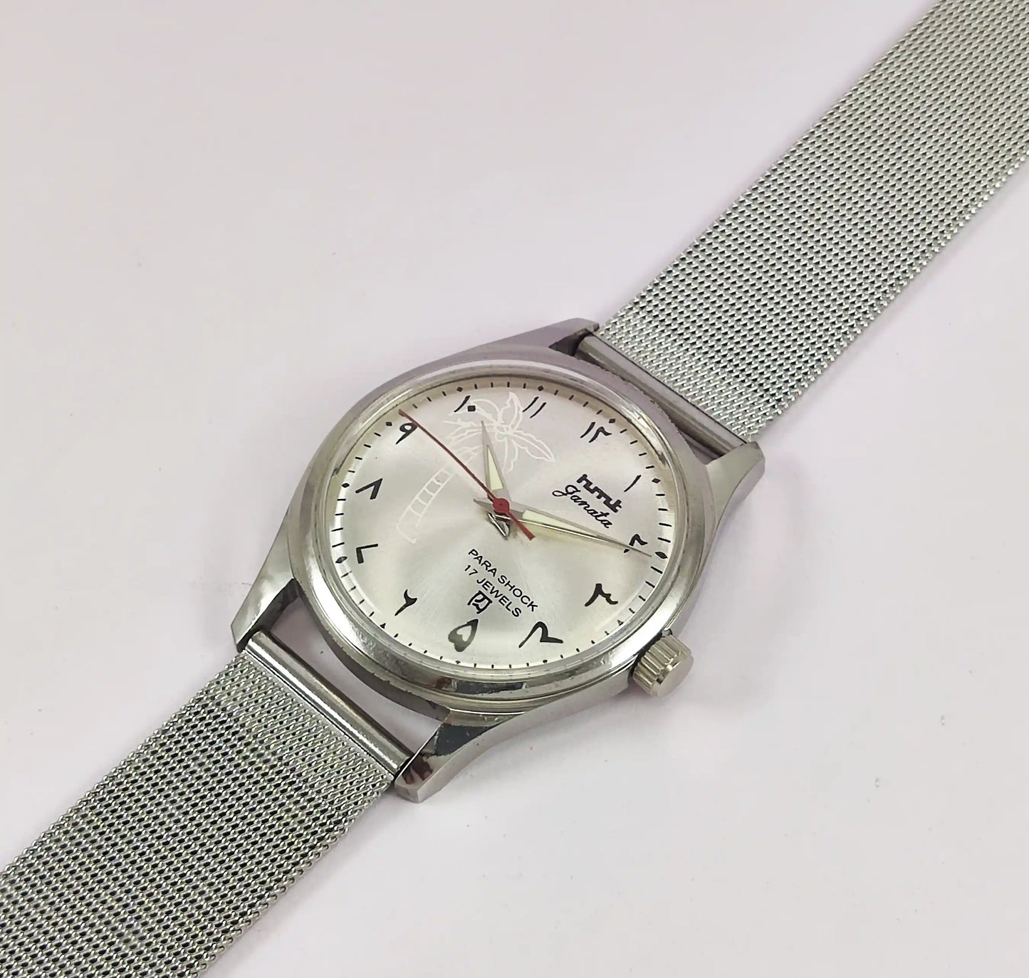 HMT Janata Para Shock 17 Jewels Silver Arabic Dial Handwinding Watch Discover-Diamonds