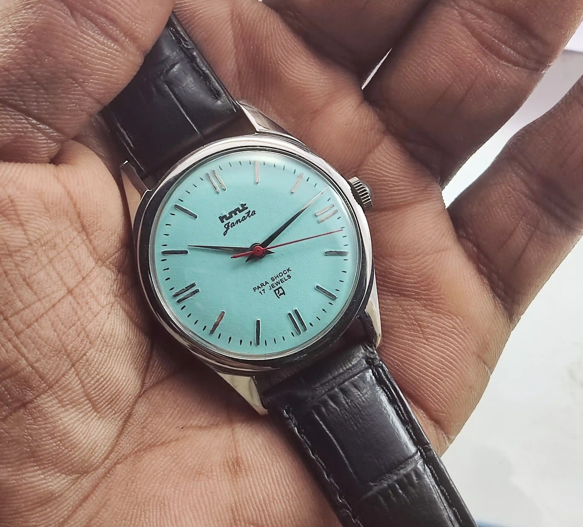 HMT Janata Para Shock 17 Jewels Turquoise Dial Handwinding Discover-Diamonds