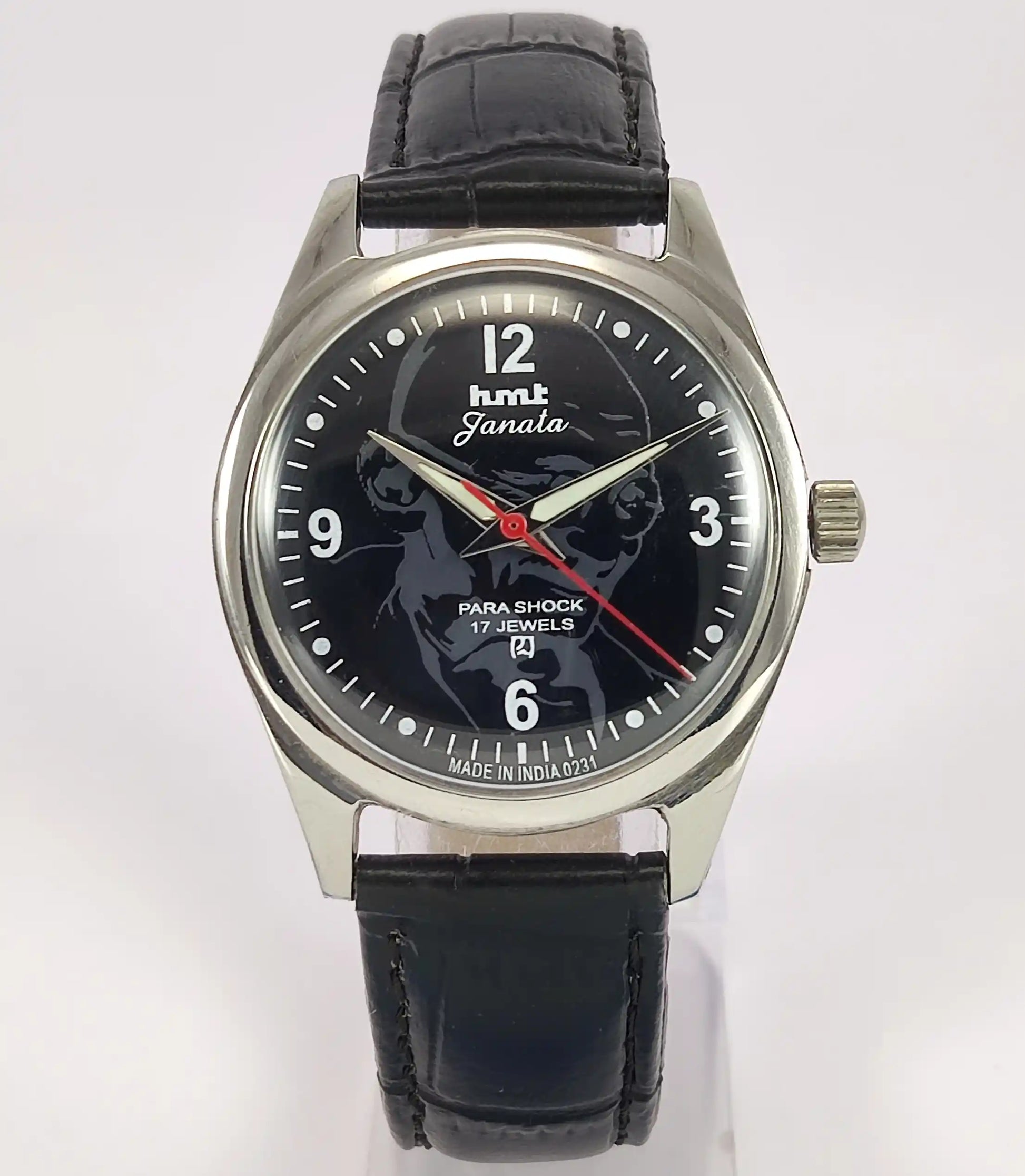HMT Janata Para Shock Mahatama Gandhi 17 Jewels Black Dial Handwinding Watch Discover-Diamonds