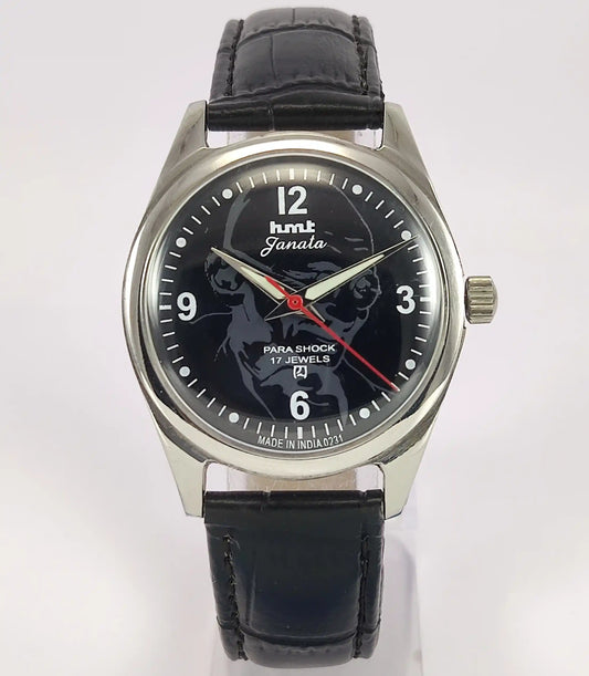 HMT Janata Para Shock Mahatama Gandhi 17 Jewels Black Dial Handwinding Watch Discover-Diamonds