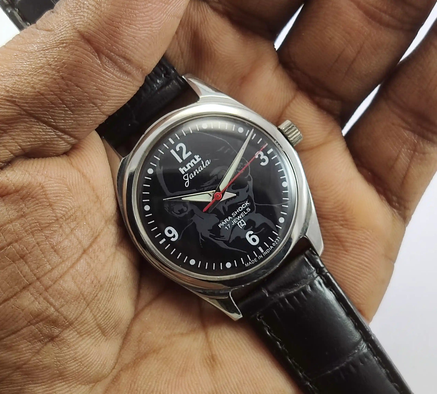 HMT Janata Para Shock Mahatama Gandhi 17 Jewels Black Dial Handwinding Watch Discover-Diamonds