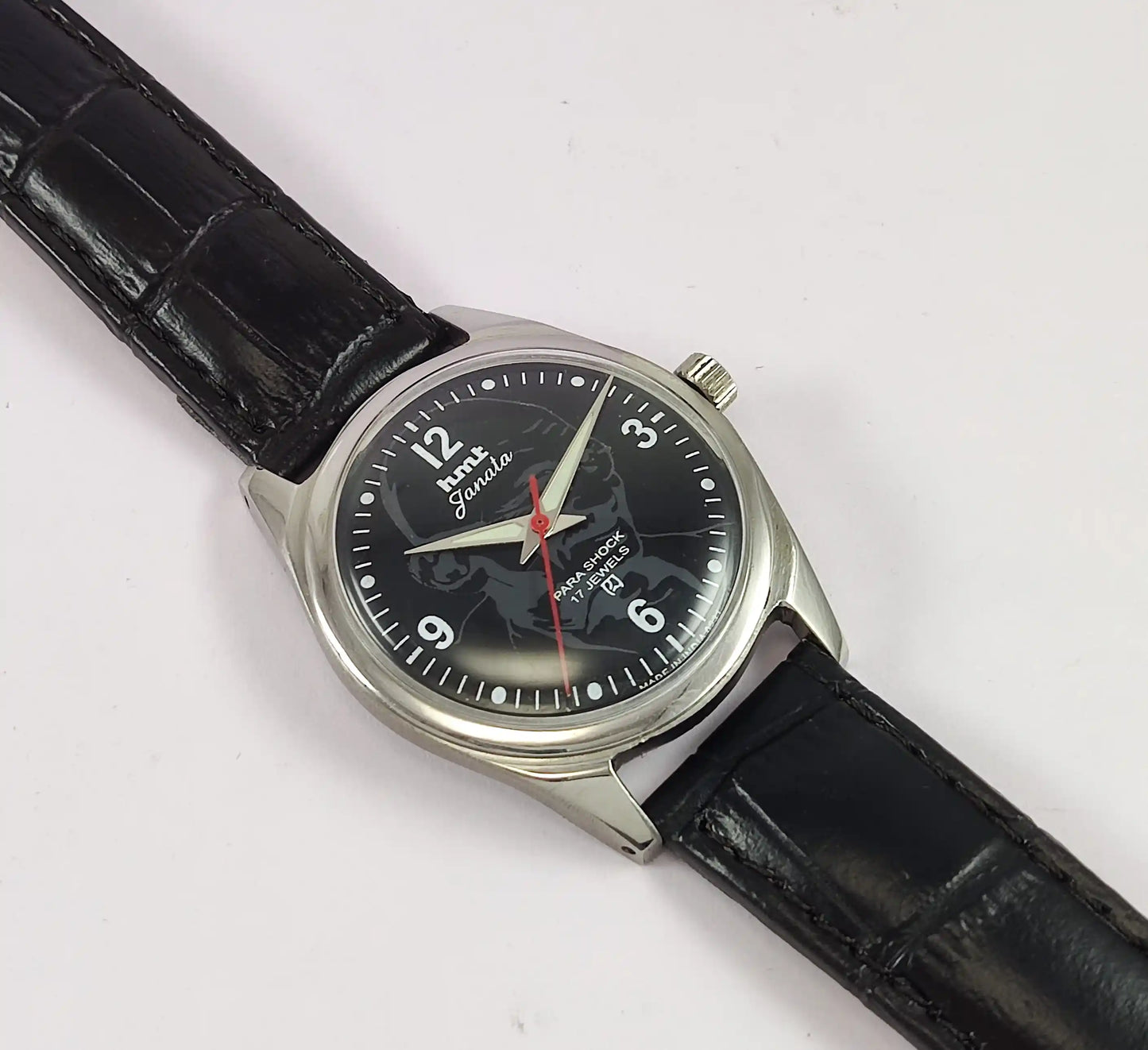 HMT Janata Para Shock Mahatama Gandhi 17 Jewels Black Dial Handwinding Watch Discover-Diamonds