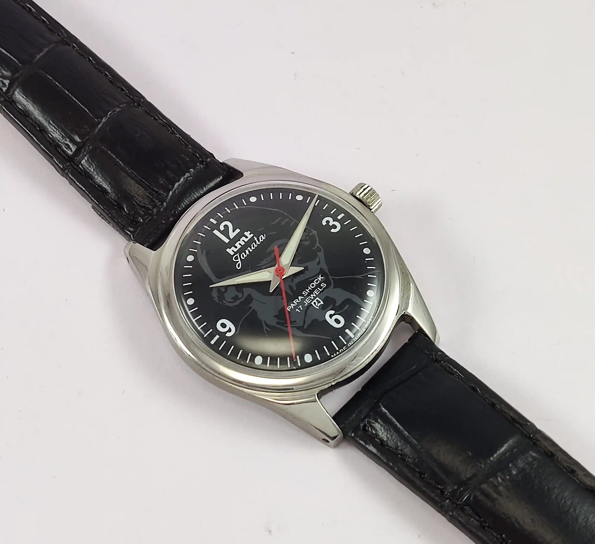 HMT Janata Para Shock Mahatama Gandhi 17 Jewels Black Dial Handwinding Watch Discover-Diamonds