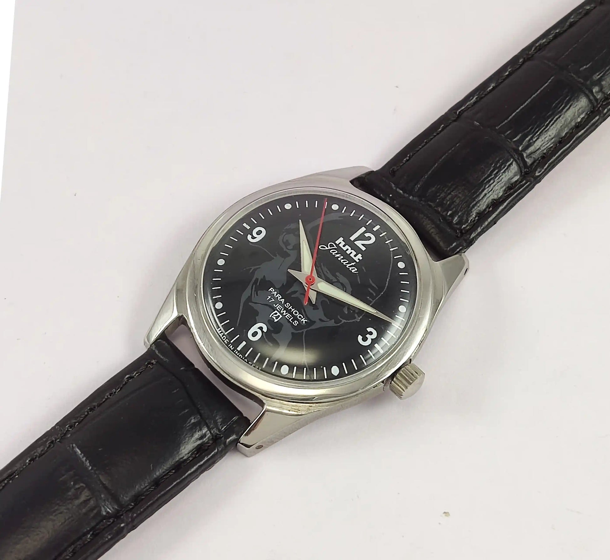 HMT Janata Para Shock Mahatama Gandhi 17 Jewels Black Dial Handwinding Watch Discover-Diamonds